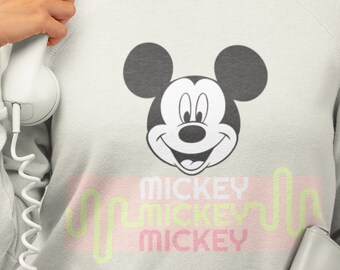 Moletom retrô unissex com gola redonda do Mickey Mouse/Mickey dos anos 90/Disney dos anos 90/Mickey dos anos 80/Disney dos anos 80/Disney vintage/Clássico