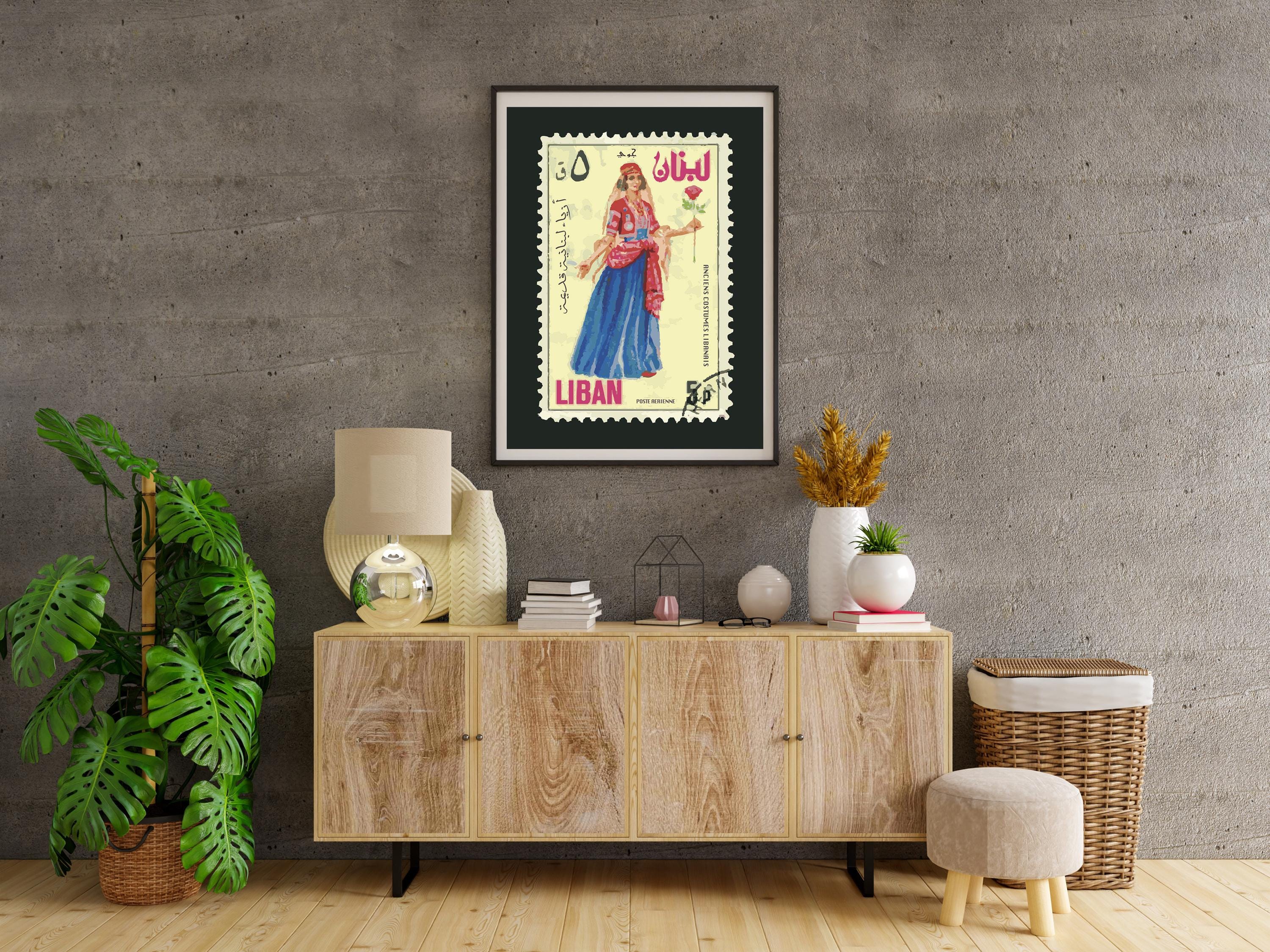 Libanesisk Pynt Colorful LEBANESE STAMP ARABIC Wall Art - Modern Print Download, Wall ...