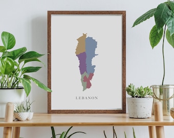 Lebanon Beirut Map Print Pastel Colors - Digital Download, Home Deco Beirut Liban Affiche - Modern Poster Arab print