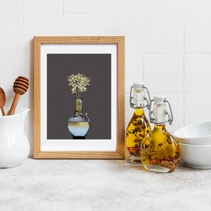 Ebrik Grau Wasserkrug Blumen Poster Arabische Kunst Haus/Küche Wandkunst - Libanon Druck, Wandkunst, DIGITAL إبريق