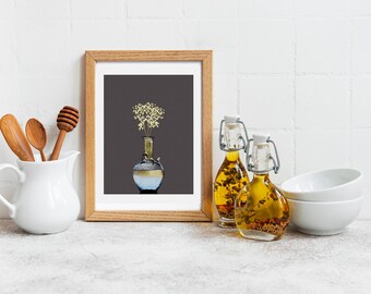Ebrik Grey Water Jug Flowers Poster Arte araba, arte da parete per casa/cucina, Download stampa Libano, arte da parete, Decorazione digitale