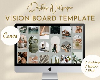 Digital Vision Board Desktop Wallpaper Mood Board Template MacBook ...