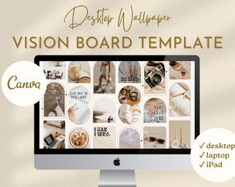 Vision Board Desktop Wallpaper | Canva Template (Digital Download)