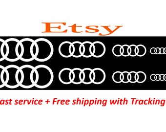 8 adhesivos para pinzas de freno AUDI - Blancos - Fabricados en EE. UU. - Envío gratuito