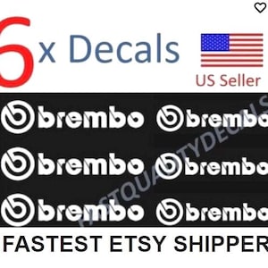 6 x Brembo Caliper Decal - White -US Made - Free Shipping
