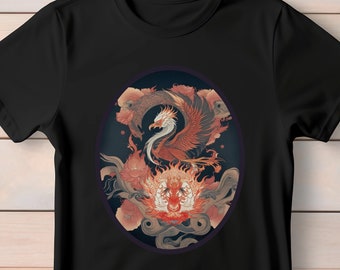 Maillot unisexe illustration japonaise chemise Phoenix T-shirt à manches courtes.