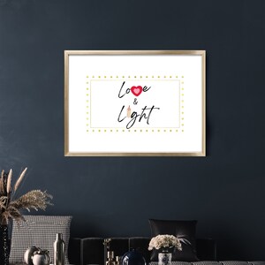 Love & Light wall art, wall art, wall decor, printable wall art, living room art, bedroom wall art, instant download, digital downloads