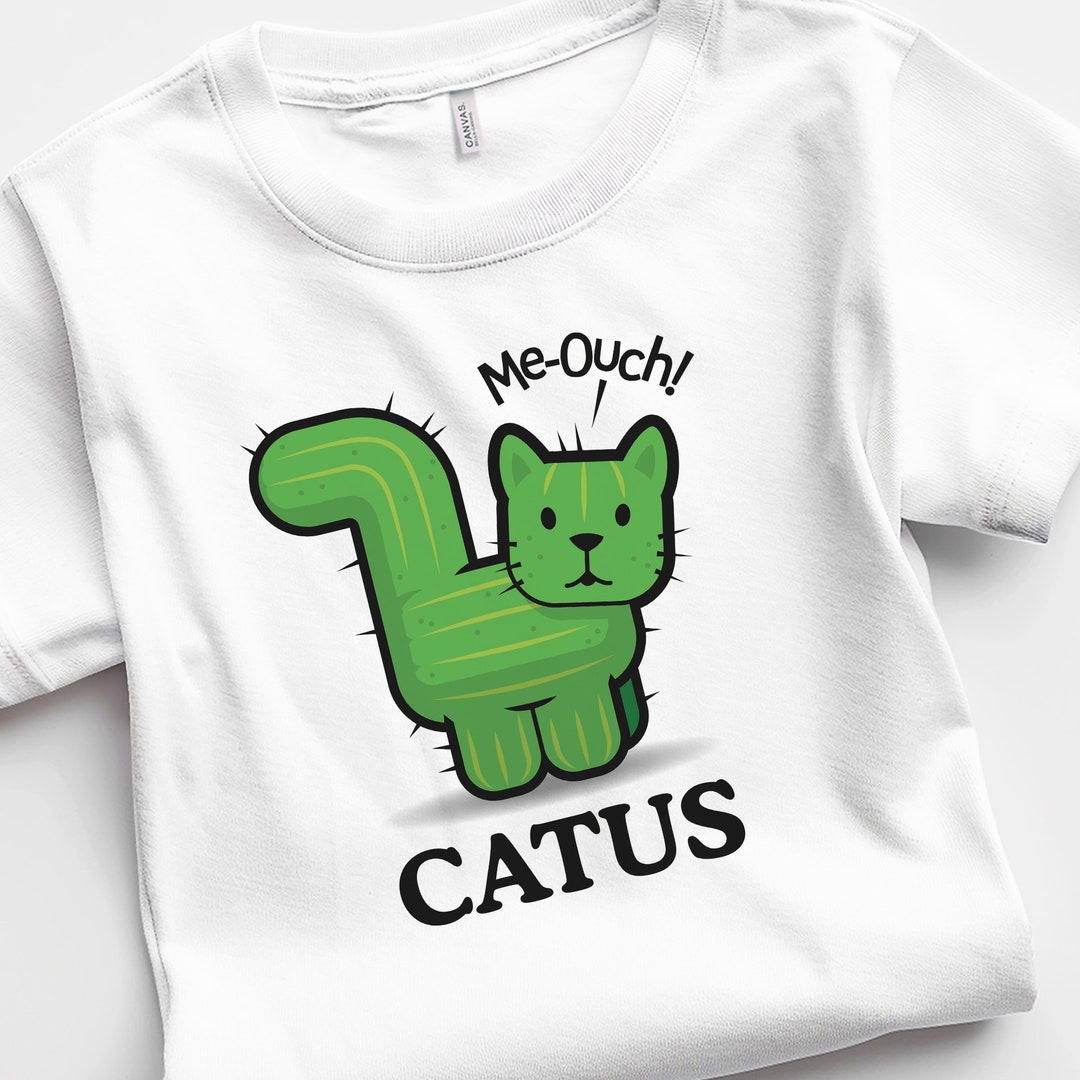 Catus the Cactus Cat Funny Unisex Tshirt Cute Cat Lover Shirt for Cat ...