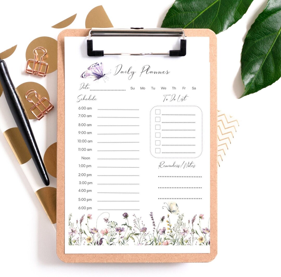 Digital Editable Printable Daily Planner, Productivity Planner - Floral ...