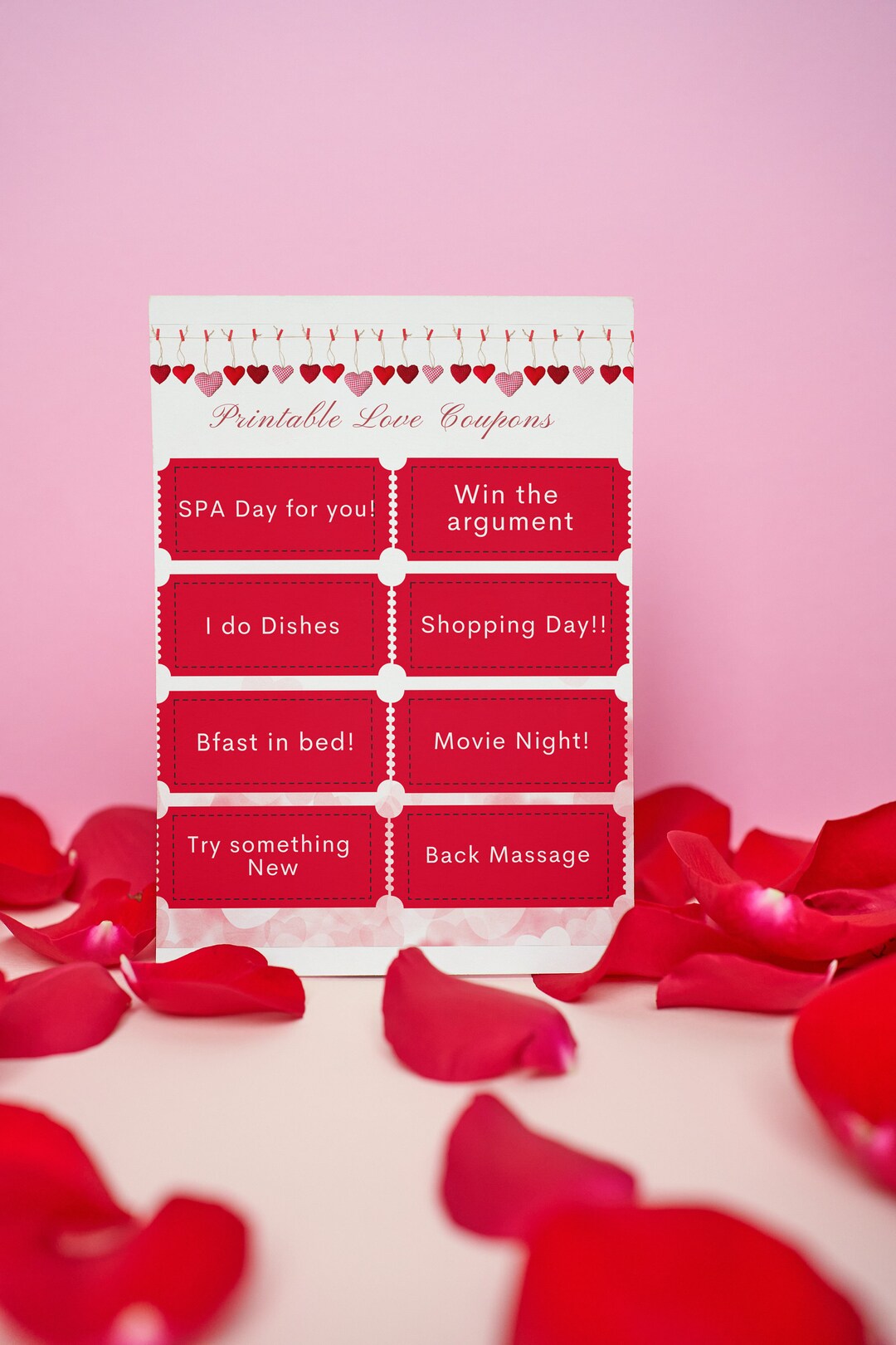 Editable Digital Printable Valentines Day Love Coupons Personalize and