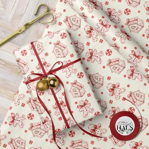 Christmas Gingerbread House Wrapping Paper, Festive Gift Wrap image 1