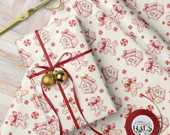 Christmas Gingerbread House Wrapping Paper, Festive Gift Wrap