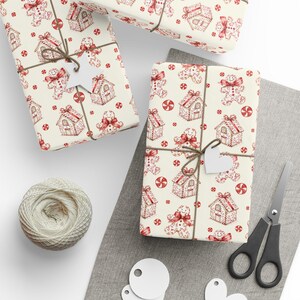 Christmas Gingerbread House Wrapping Paper, Festive Gift Wrap image 2