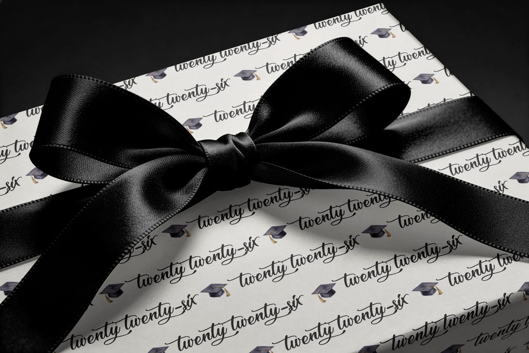2026 Graduation Wrapping Paper, Custom Colors, Black Graduation Cap ...