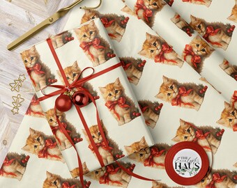 Tabby Cat Christmas wrapping paper | Wrapping Papers