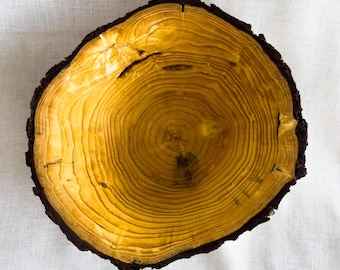 Extra Large Live-Edge Norweigan Pine Bowl | 14&quot; Natural Handmade Wooden Bowl | Mid-Century Modern Wooden Bowl Food Safe | Anniversary gift
