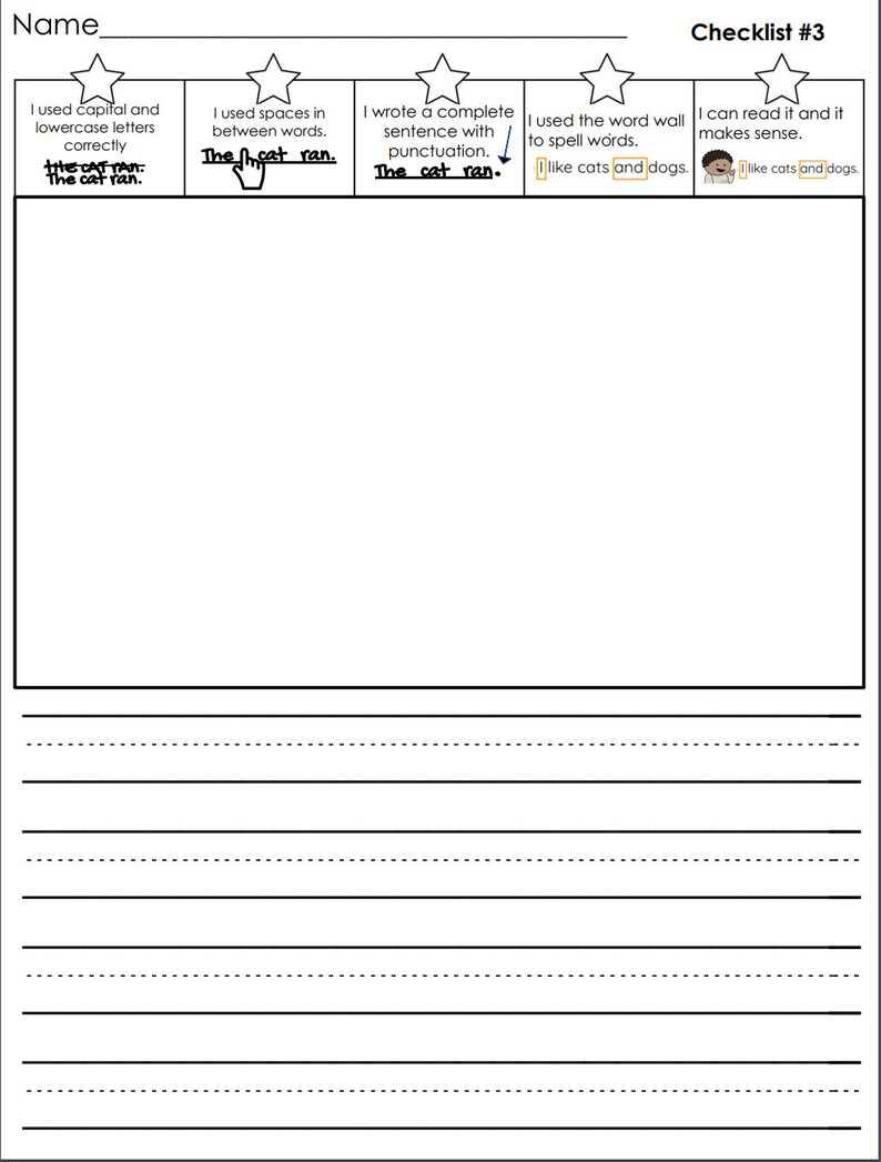 Preschool/tk/kindergarten Writing Checklist - Etsy