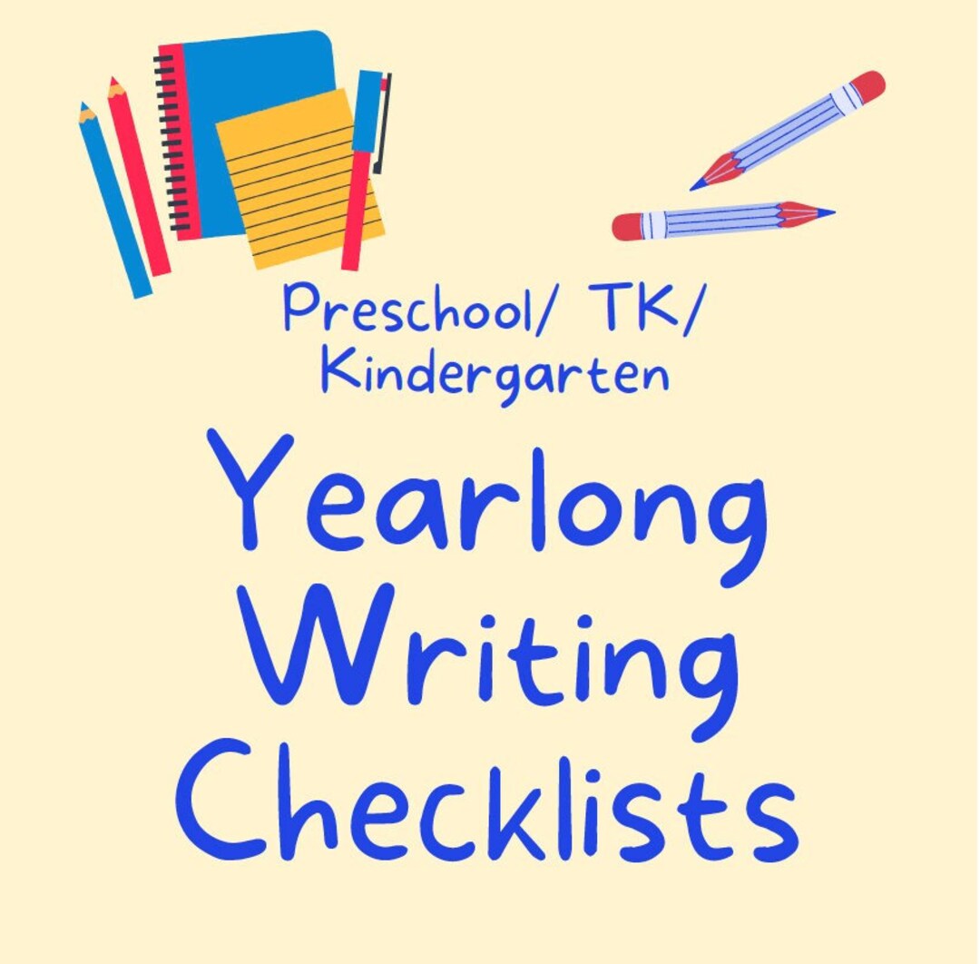 Preschool/tk/kindergarten Writing Checklist Etsy