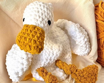 Grand Doudou crochet Canard personnalisable idée cadeau naissance