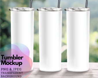 20oz skinny tumbler mockup, full view wrap mockup, tumbler png template mockup with transparent background editable digital file