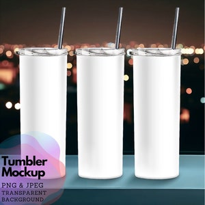 20 Unzen Skinny Becher Mockup, Vollansicht Wrap Mockup, Becher Mockup, einfach zu bearbeitender transparenter Hintergrund, png + JPEG Bild für Canva und mehr