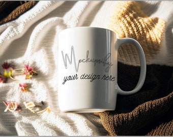 Coffee Mug Mockup, Mug Stock Photo, Cozy Mug Mockup, Mug Digital JPG | Styled mug photo, Cup Mockup, Mug mock up