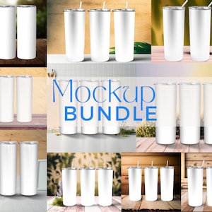 Bundle of 10 PNG 20oz Skinny  Tumblers Mockup,  PNG templates, Drag and Drop Full Wrap Transparent body Background,easy to edite using Canva