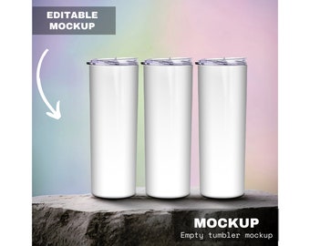 20oz skinny tumbler with transparent background PNG mockup