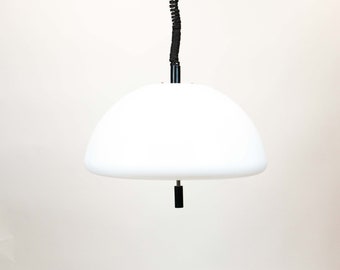 Weiße italienische Vintage Deckenlampe aus Kunststoff von Meblo Harvey Guzzini | 1970s Design | Space Age Deckenlampe | Cabras