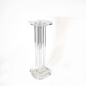 Plexiglas-Säule: Transparenter postmoderner Ständer (1980er Jahre, achteckiger Sockel)