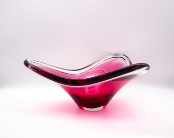 Pinke Vintage Glasschale von Paul Kedelv für Flygfors | Glasschüssel | 1960s Design | Catchall | Mid Century | MCM | scandinavian art glass