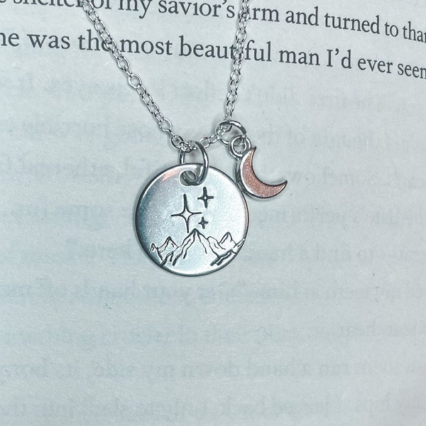 Night Court Necklace, ACOTAR, Moon Necklace, ACOTAR Inspired, Bookish Necklace, Book Lovers, Bibliophile, Gift For her, Dainty charm, Gifts