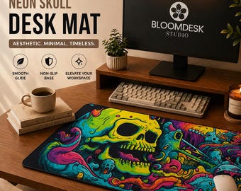 Psychedelic Skull Desk Mat: Trippy Monster Office Decor