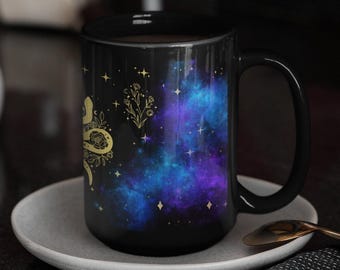 Cosmic Snake Coffee Mug: Whimsigoth Celestial Stars, 15oz
