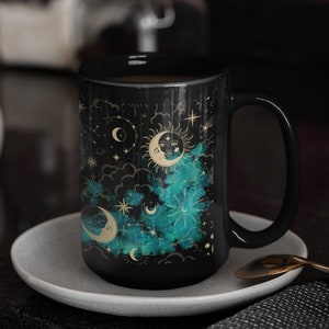 Celestial Coffee Mug, Whimsigoth Cup, Cosmic Gifts for Her, Astrology Glass, Galaxy Christmas Gift, Gift for Friend, Gifts for Him