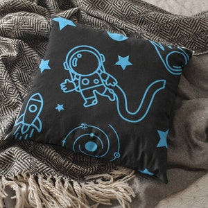 Astronaut Kids Pillow: Space Rocket Decor, Double-Sided Print