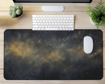 Medieval Night Sky Desk Mat: Stardust Office Decor, XL Mouse Pad