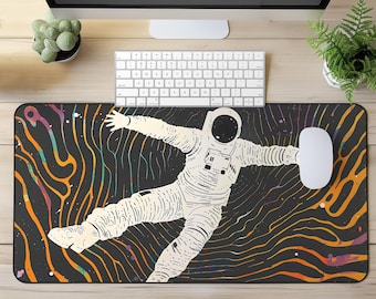 Astronaut Desk Mat: Galactic Odyssey, Trippy Space Mouse Pad
