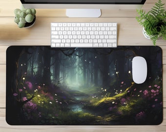 Enchanted Forest Desk Mat, Dark Cottagecore Desk Mat, Cute Desk Mat, Desk Aesthetic, Magic Playmat, XXL Mouse Pad, Vtuber Deskpad