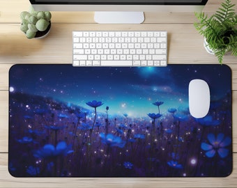 Blue Flower Desk Mat: Elysium Fields, Large Mouse Pad
