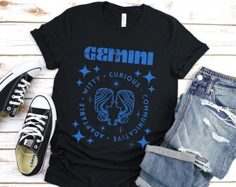 Gemini Zodiac Shirt: Distressed Graphic Tee, Astrology Gift