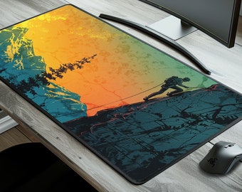 Rock Climbing Desk Mat: Mountain Ascent Adventure Mousepad