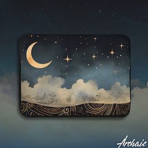Starry Night Laptop Sleeve: Celestial Moon & Stars Neoprene Case