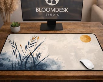 Bohemian Bliss Desk Mat: Blue Grass, Painted Sun XXL Mouse Pad