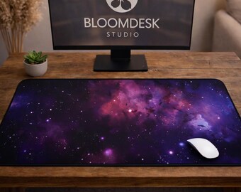 Nebula Galaxy Desk Mat | Cosmic Office Decor, Large Gaming Mouse Pad