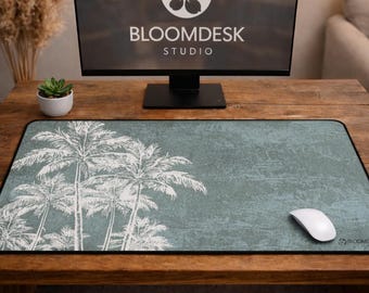 Sage Green Palm Desk Mat | Boho Botanical Desk Pad