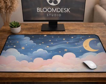 Crescent Moon Desk Mat | XXL Celestial Gaming Mouse Pad