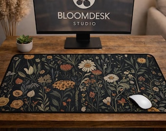 Art Nouveau Wildflower Desk Mat | Botanical Garden Deskpad