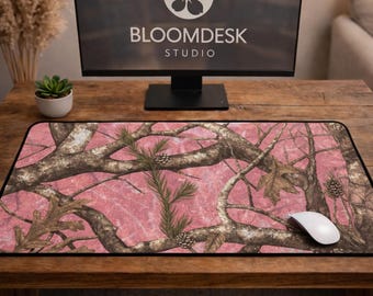 Pink Camo Desk Mat | Rustic Hunting Office Decor