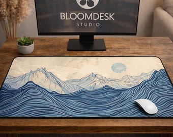 Frozen Planet Desk Mat | Boho Watercolor Mountain Office Decor
